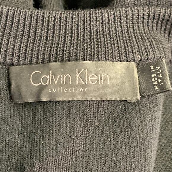 CALVIN KLEIN COLLECTION Size S Black Knit Viscose Virgin Wool T-shirt - Picture 5 of 7